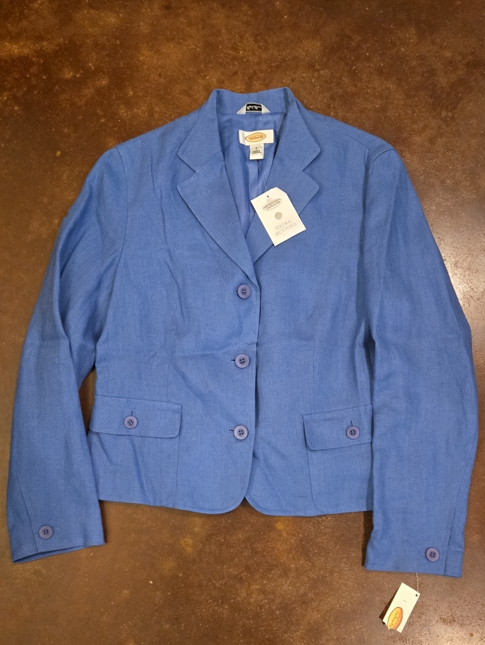 Talbots Royal Blue Linen-Blend Tailored Blazer